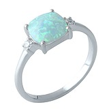 Женское серебряное кольцо с опалом и куб. циркониями, 1700359