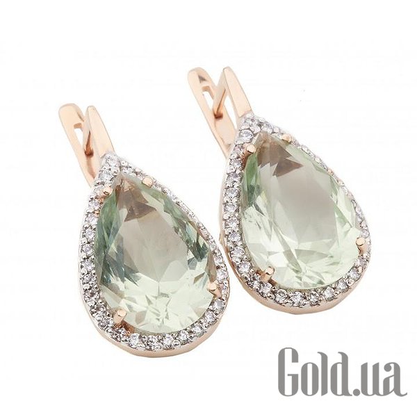 

Серьги Украина, Золотые серьги с кварцами и куб. циркониями