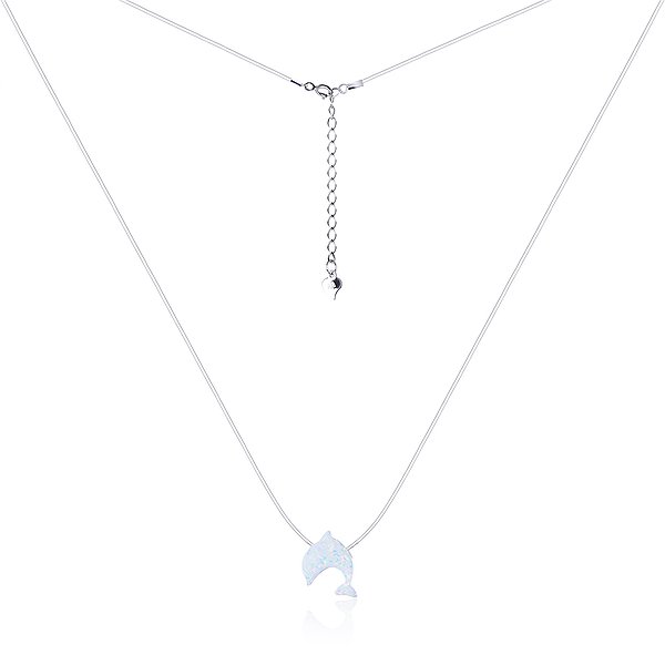 Срібний кулон на волосіні з опалом