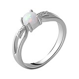 Женское серебряное кольцо с куб. циркониями и опалом, 1737991