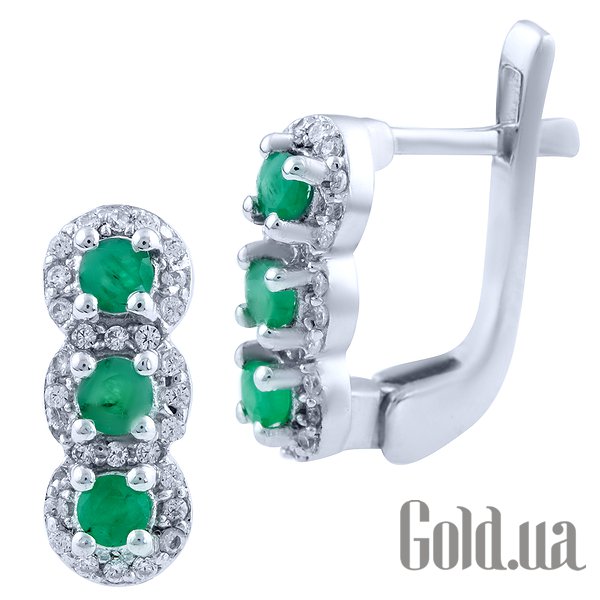 

Серьги Fresh Jewelry, Серебряные серьги с куб. циркониями и изумрудами