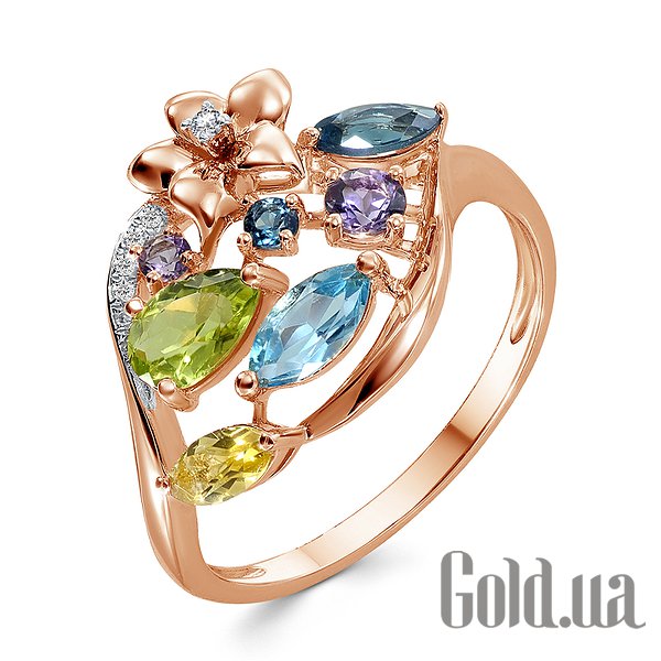 

Кольцо Lurie Jewelry, Женское золотое кольцо с аметистами, топазами, перидотами, цитринами и бриллиантами, 17.5