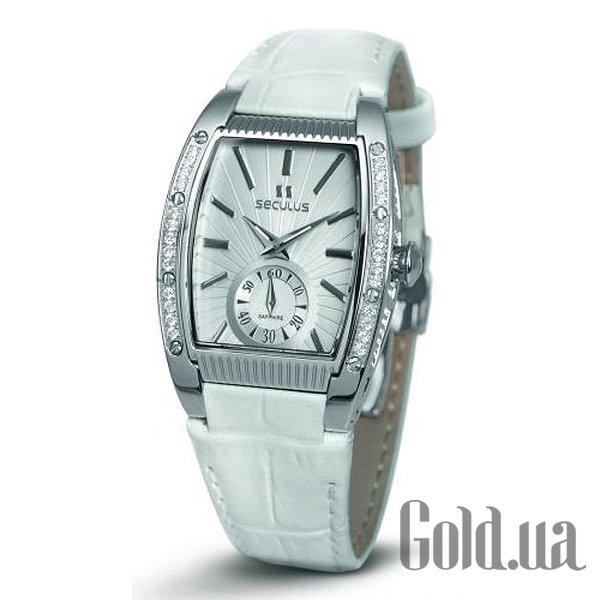 

Швейцарские часы Seculus, 1667.2.1069 white, ss cz stones, white leather