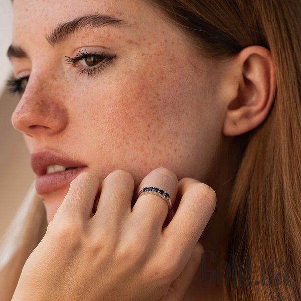 

Женские кольца Украина, Женское серебряное кольцо с синт. сапфирами, 17.5