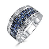 Женское золотое кольцо с бриллиантами и сапфирами, 001032