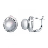 Срібні сережки з перлами і куб. цирконіями, 145160