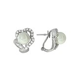 Срібні сережки з штуч. перлами і куб. цирконіями, 1533704