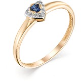 Женское золотое кольцо с бриллиантами и сапфиром, 1603336