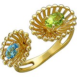 Женское золотое кольцо с хризолитом и топазом, 1604872