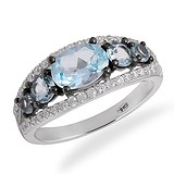 Женское серебряное кольцо с куб. циркониями и топазами, 1665800