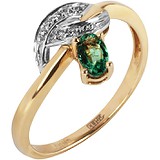 Женское золотое кольцо с изумрудом и бриллиантами, 1673224