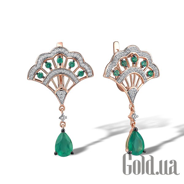 

Серьги с подвесками Lurie Jewelry, Золотые серьги с бриллиантами и изумрудами