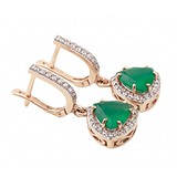 Золотые серьги с агатами и куб. циркониями