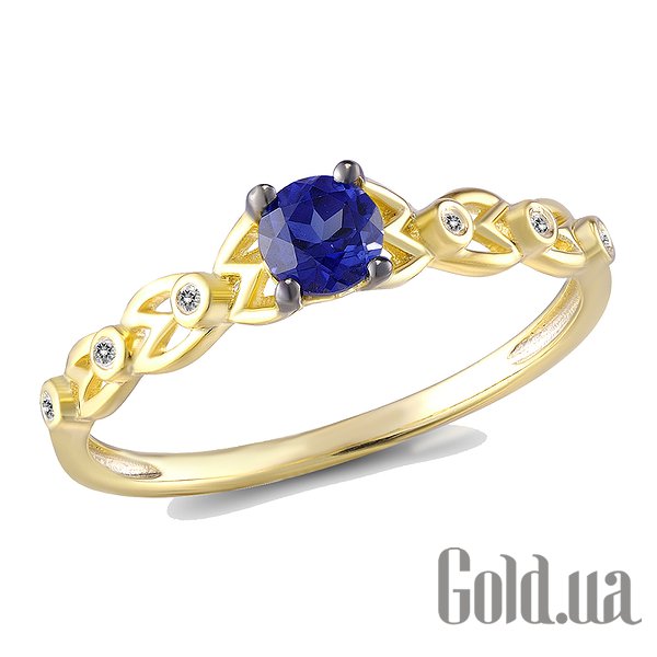 

Кольцо Lurie Jewelry, Женское золотое кольцо с бриллиантами и сапфиром, 17.5