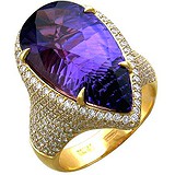 Женское золотое кольцо с бриллиантами и аметистом, 1625353