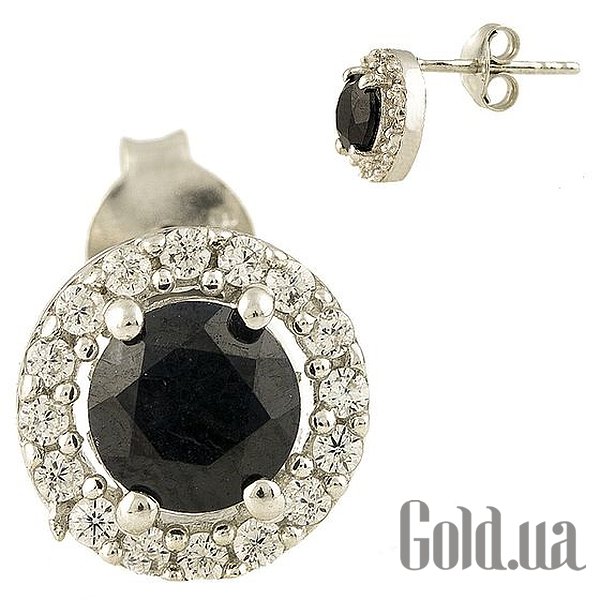 

Серьги-гвоздики Fresh Jewelry, Серебряные серьги с сапфирами и куб. циркониями