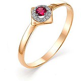 Женское золотое кольцо с бриллиантами и рубином, 1644041