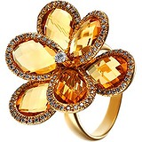 Женское золотое кольцо с бриллиантами и цитринами, 1646089