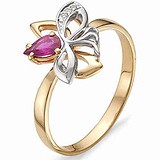 Женское золотое кольцо с рубином и бриллиантами, 1684745