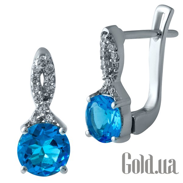 

Серьги Fresh Jewelry, Серебряные серьги с синт. аквамаринами и куб. циркониями