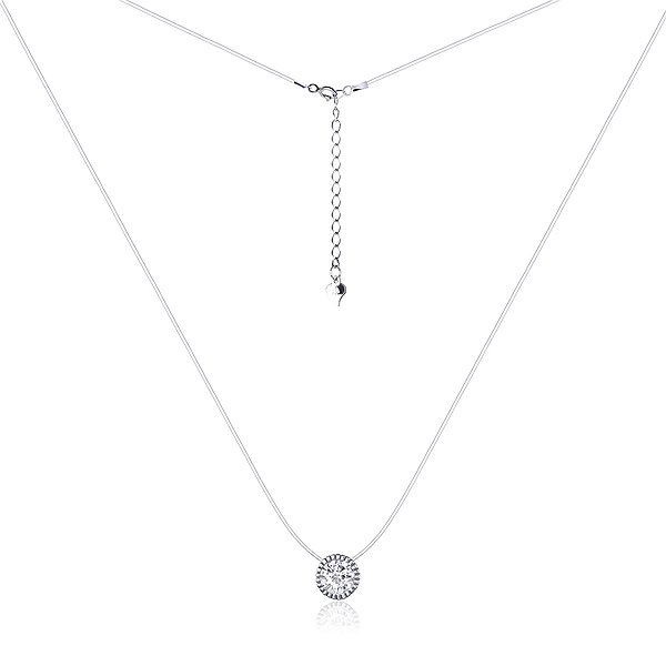 Срібний кулон на волосіні з куб. цирконієм