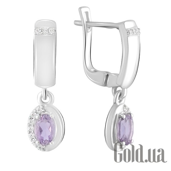 

Серьги с подвесками Fresh Jewelry, Серебряные серьги с куб. циркониями и аметистами