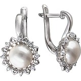 Срібні сережки з прісн. перлами і куб. цирконіями, 1531914