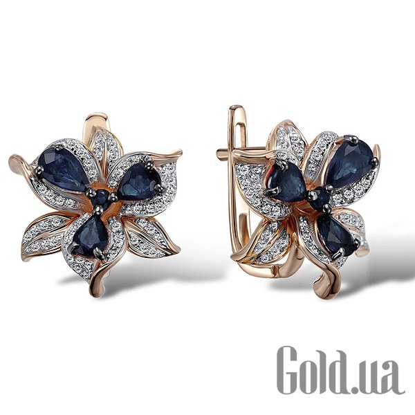 

Серьги Lurie Jewelry, Золотые серьги с бриллиантами и сапфирами