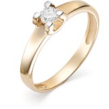 Золотое кольцо с бриллиантом, 1556234