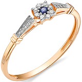 Женское золотое кольцо с бриллиантами и сапфиром, 1602826