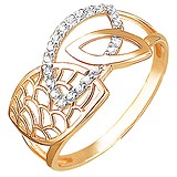 Женское золотое кольцо с куб. циркониями, 1614090