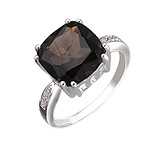 Женское серебряное кольцо с куб. циркониями и раухтопазом, 1616650