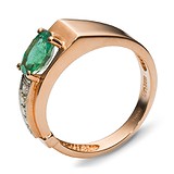 Женское золотое кольцо с бриллиантами и изумрудом, 1619722