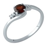 Женское серебряное кольцо с гранатом и куб. циркониями, 1699850