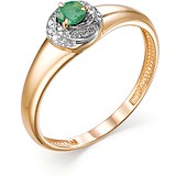 Женское золотое кольцо с изумрудом и бриллиантами, 1703690
