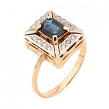 Женское золотое кольцо с сапфиром и бриллиантами, 1728778