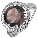 Женское серебряное кольцо с куб. циркониями и раухтопазом, 1612555