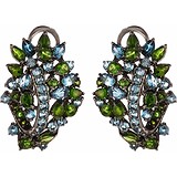 Серебряные серьги с топазами и диопсидами, 1643531