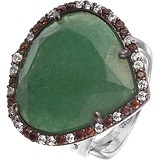 Женское серебряное кольцо с куб. циркониями и авантюрином, 1669387
