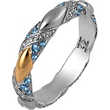 Женское серебряное кольцо с топазами в позолоте, 1676043
