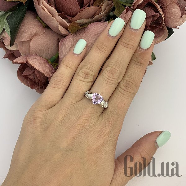 Каблучка Fresh Jewelry Жіноча срібна каблучка з куб. цирконіями і аметистом, 17