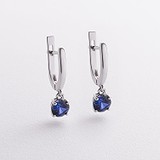 Серебряные серьги с синт. сапфирами, 1796619