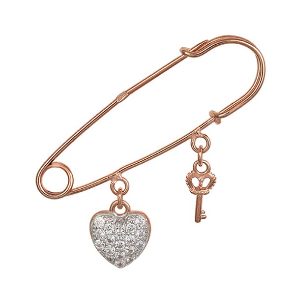 Серебряная булавка с куб. циркониями в позолоте