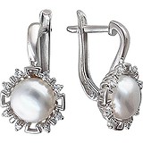 Срібні сережки з прісн. перлами і куб. цирконіями, 1531916