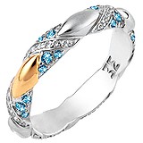Женское серебряное кольцо с топазами в позолоте, 1555212