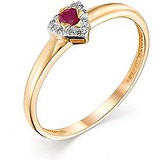 Женское золотое кольцо с бриллиантами и рубином, 1603340