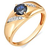 Женское золотое кольцо с бриллиантами и сапфиром, 1614092