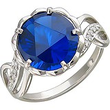 Женское серебряное кольцо с куб. циркониями и синт. топазом, 1619980