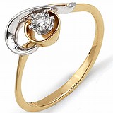 Золотое кольцо с бриллиантом, 1655308