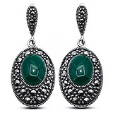 Silver Wings Срібні сережки з агатами і марказіта, 1659916